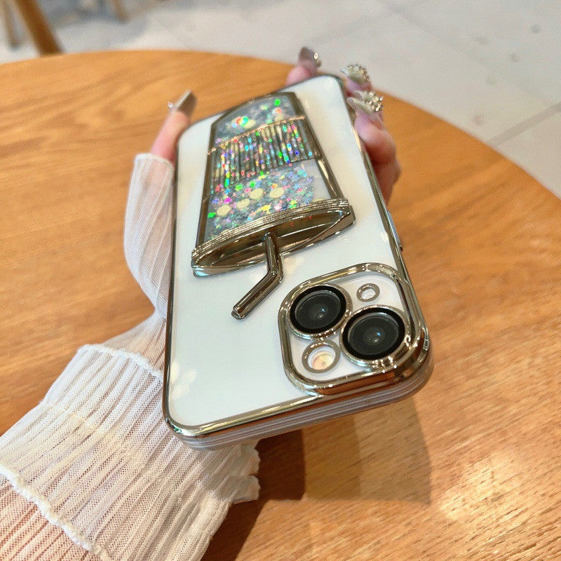Electroplated Quicksand Cup Phone Case Drop-resistant Soft Shell