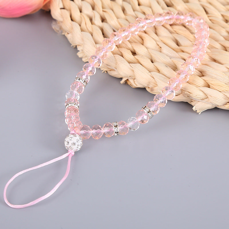 Mobile Phone Lanyard Crystal Short Bracelet Pendant
