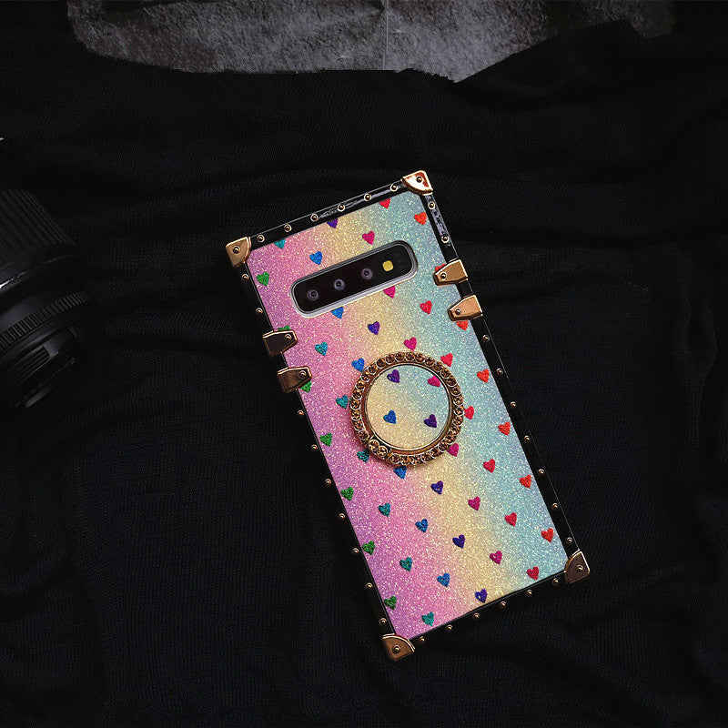 Love Glitter Square Silicone Holder Phone Case