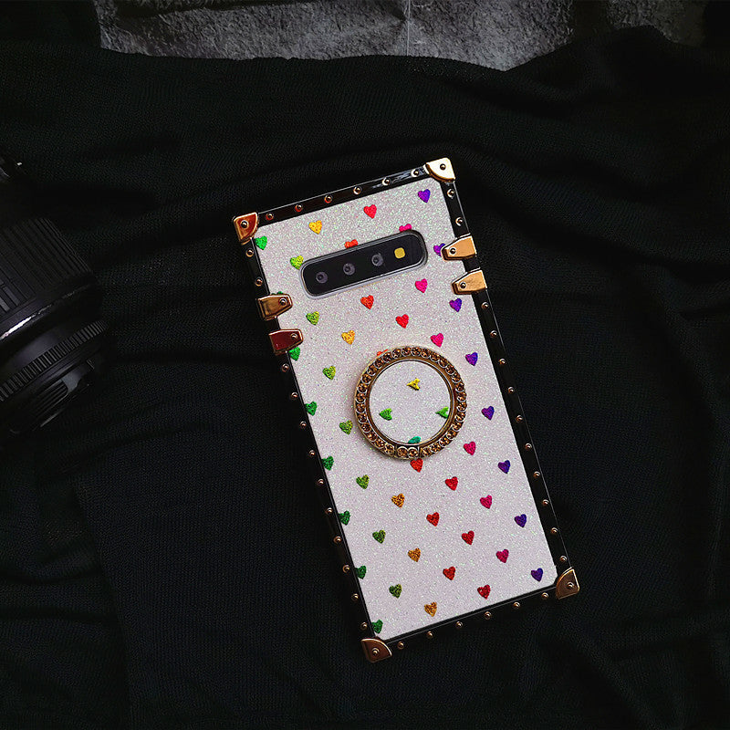 Love Glitter Square Silicone Holder Phone Case