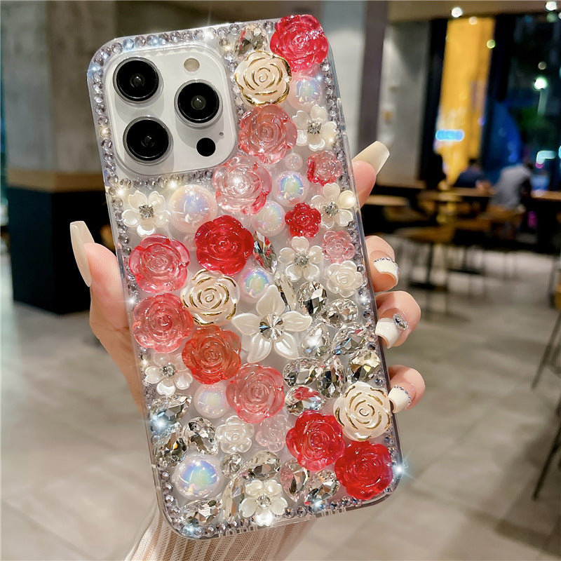 Full Diamond Rose Flower Suitable For 15promax Phone Case
