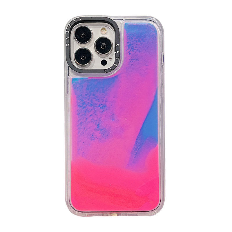 Solid Color Fluorescent Green Liquid Dynamic Quicksand Phone Case