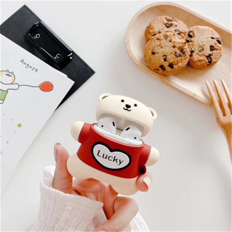 Compatible with Apple, Cute Lucky Bear Wireless Bluetooth Headset Protective Case