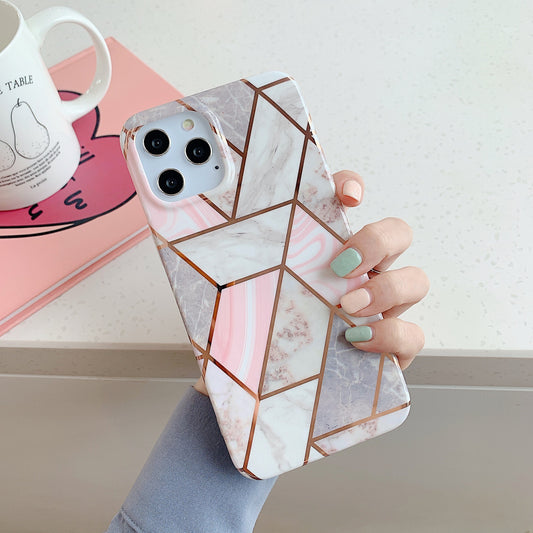 Compatible with Apple, European and American mosaic marble silicone phone case