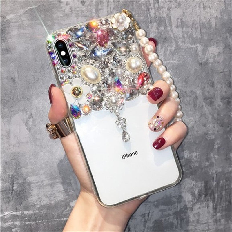 Compatible with Apple , Pearl Bracelet Rhinestone Phone Case