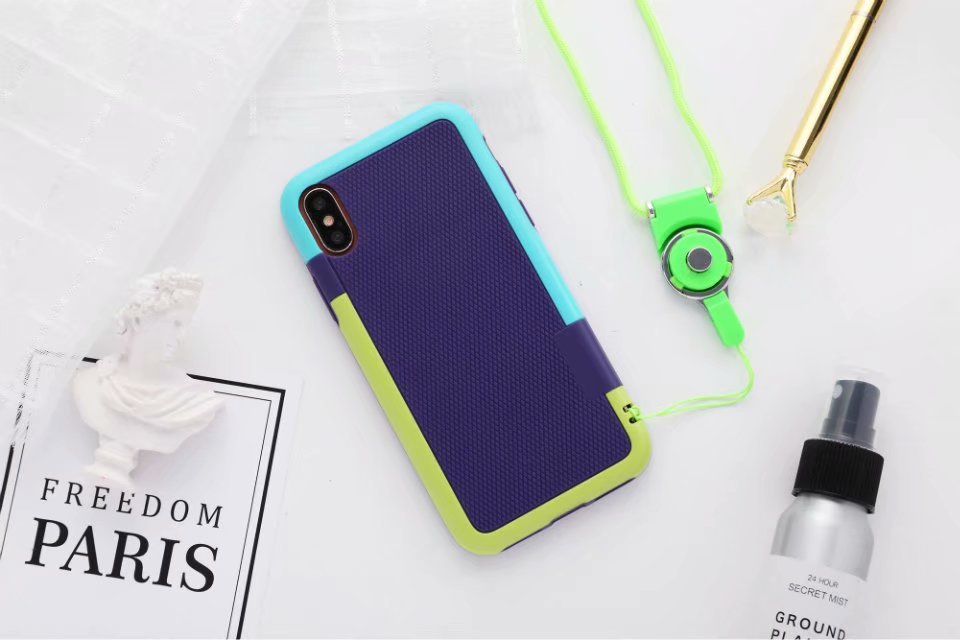 Compatible with Apple, Suitable For IPhone Mobile Phone Case Diamond-shaped Two-color Silicone Anti-drop