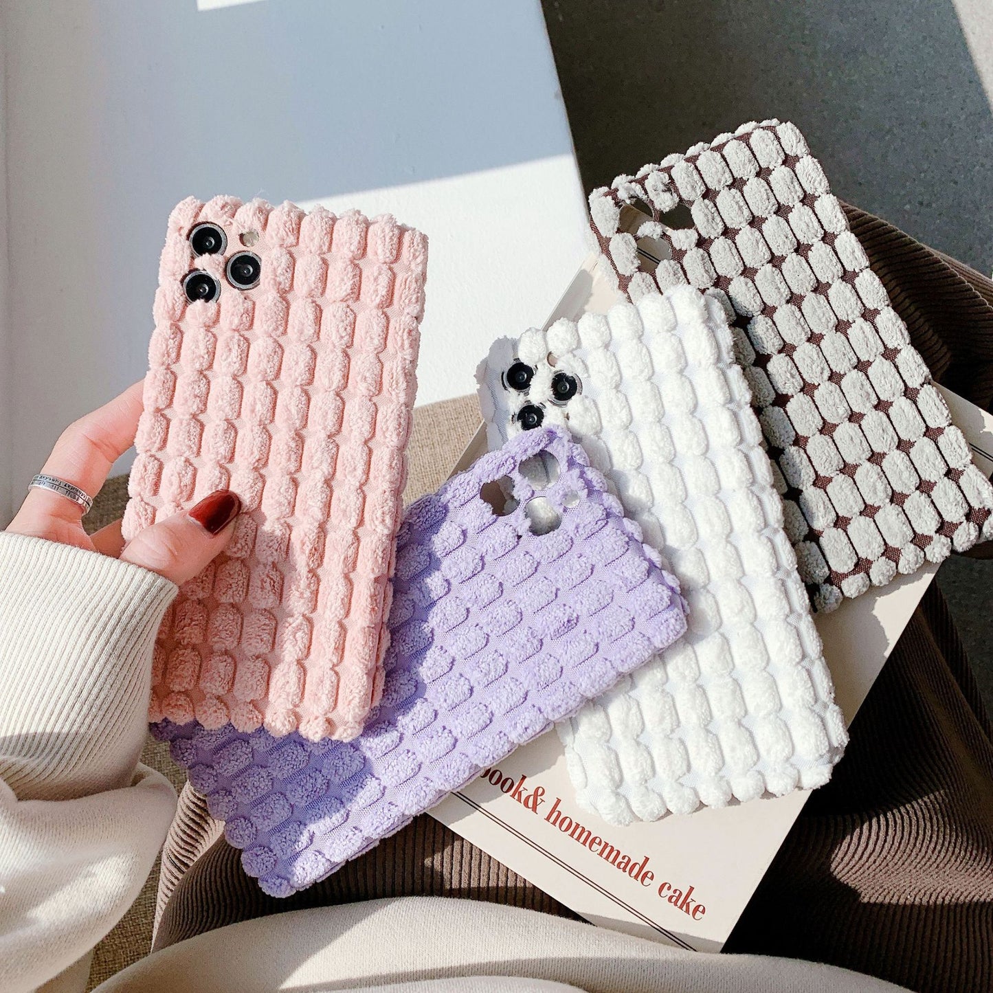 Compatible with Apple , New Three-Dimensional Grain Plush Mobile Phone Case Apple 11 Lens All-Inclusive Protective Cover