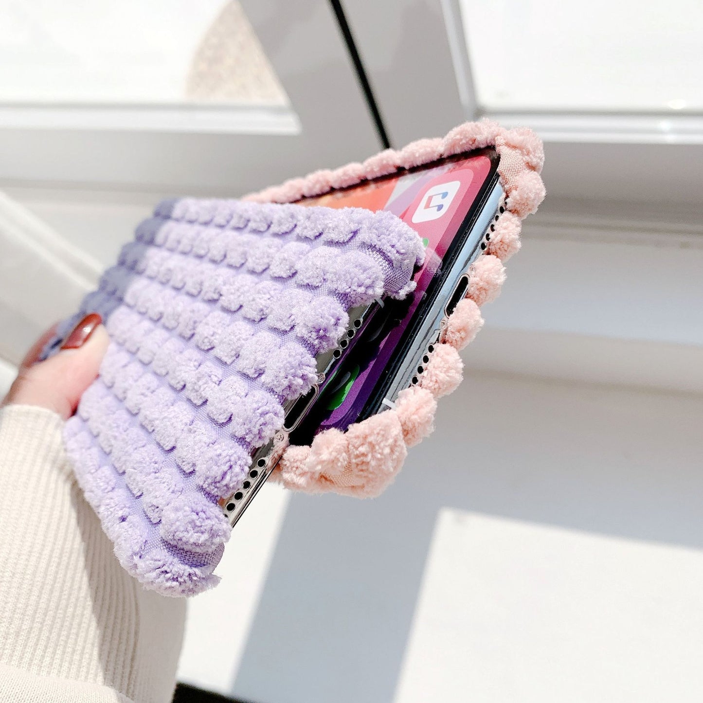 Compatible with Apple , New Three-Dimensional Grain Plush Mobile Phone Case Apple 11 Lens All-Inclusive Protective Cover