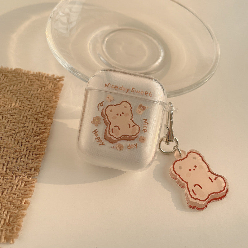 Compatible with Apple, Compatible with Apple , Cartoon Protective Cover Earphone Shell Transparent Soft Silicone Anti-drop Pendant