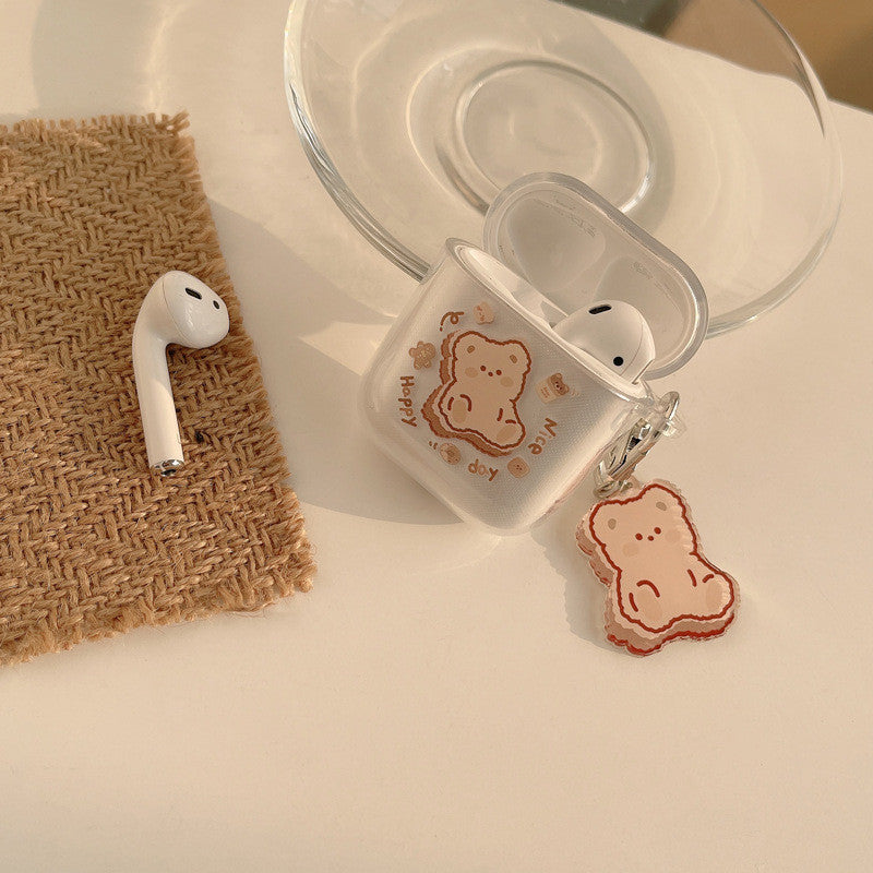 Compatible with Apple, Compatible with Apple , Cartoon Protective Cover Earphone Shell Transparent Soft Silicone Anti-drop Pendant