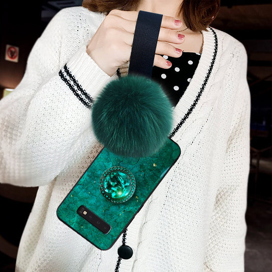 Samsung S20Plus Gold Foil Marble Epoxy Phone Case Note9 Hair Ball Silicone A51 Anti-Fall Protective Case S8