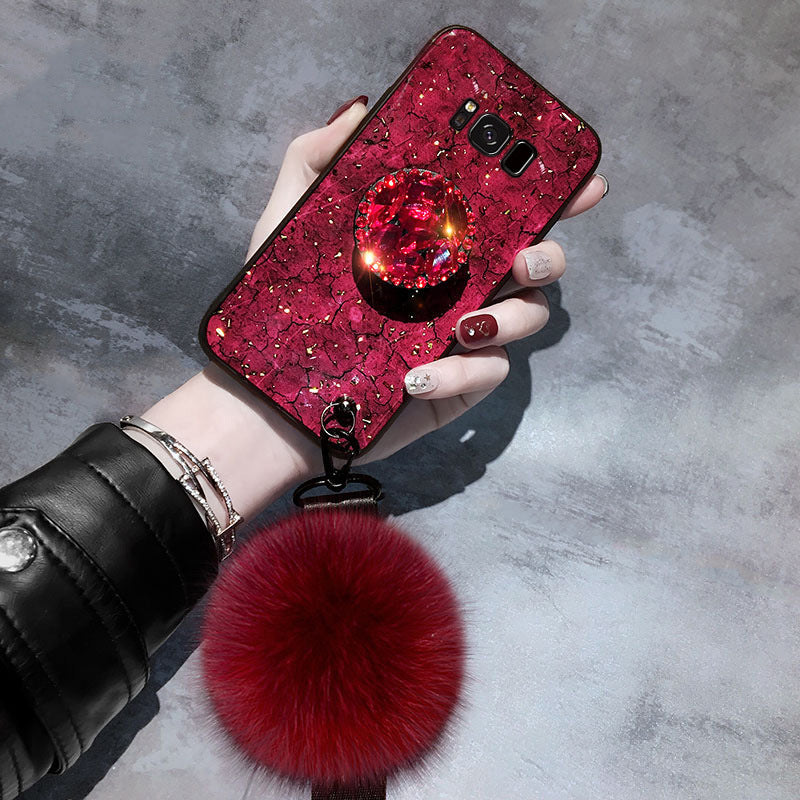 Samsung S20Plus Gold Foil Marble Epoxy Phone Case Note9 Hair Ball Silicone A51 Anti-Fall Protective Case S8