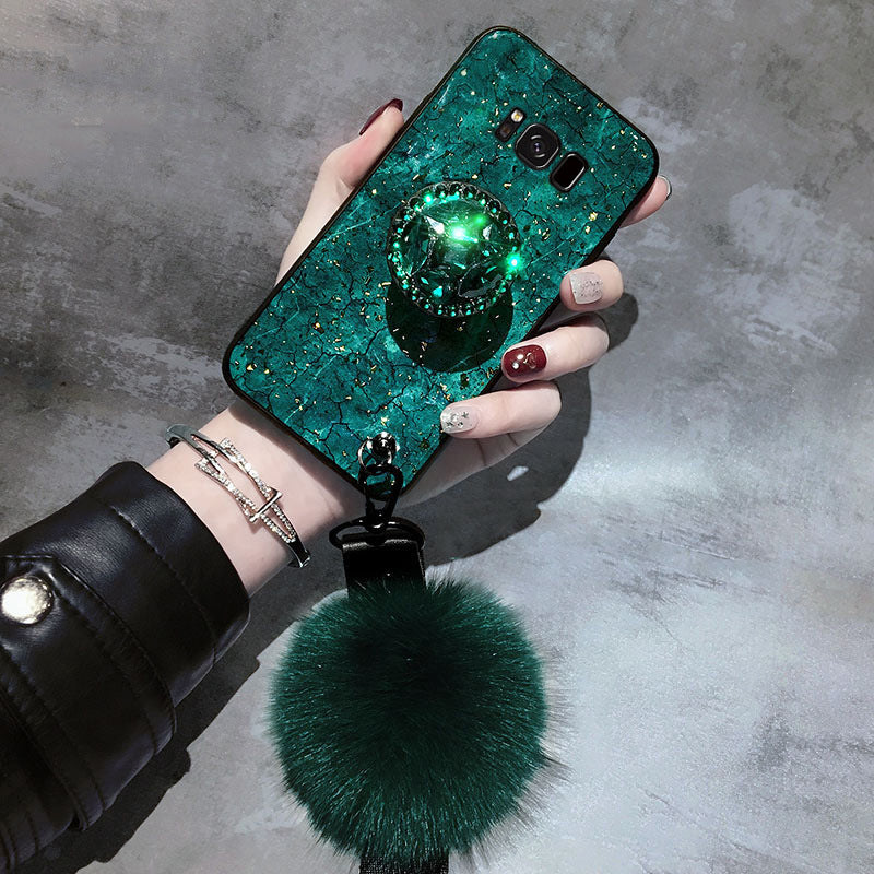Samsung S20Plus Gold Foil Marble Epoxy Phone Case Note9 Hair Ball Silicone A51 Anti-Fall Protective Case S8