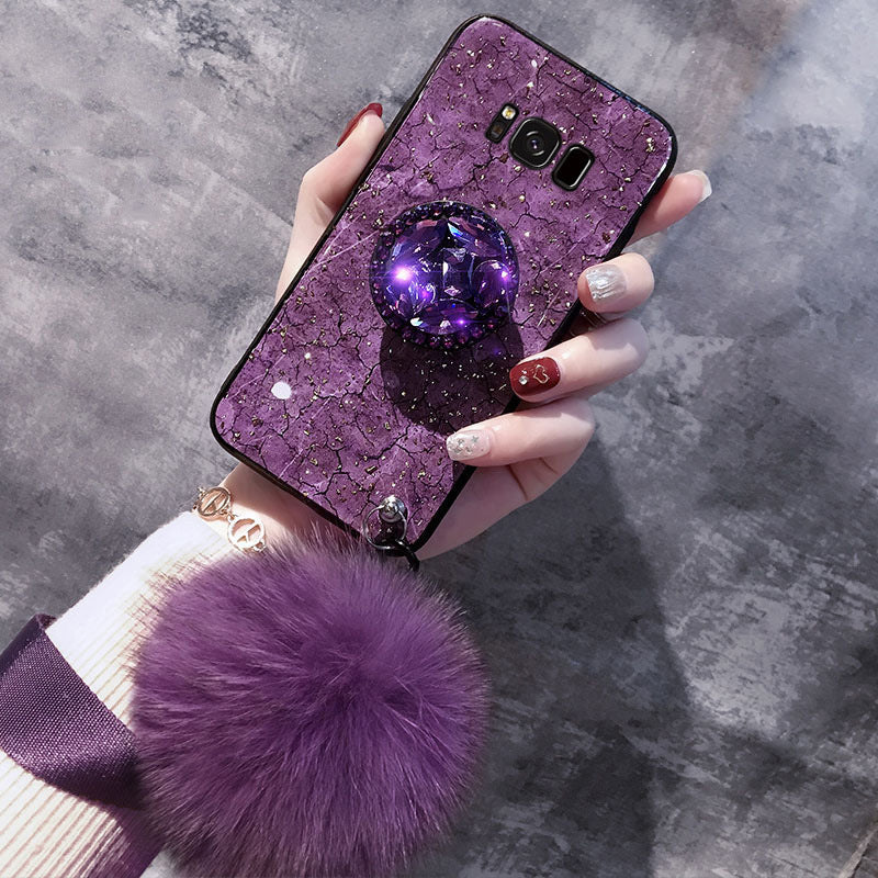 Samsung S20Plus Gold Foil Marble Epoxy Phone Case Note9 Hair Ball Silicone A51 Anti-Fall Protective Case S8