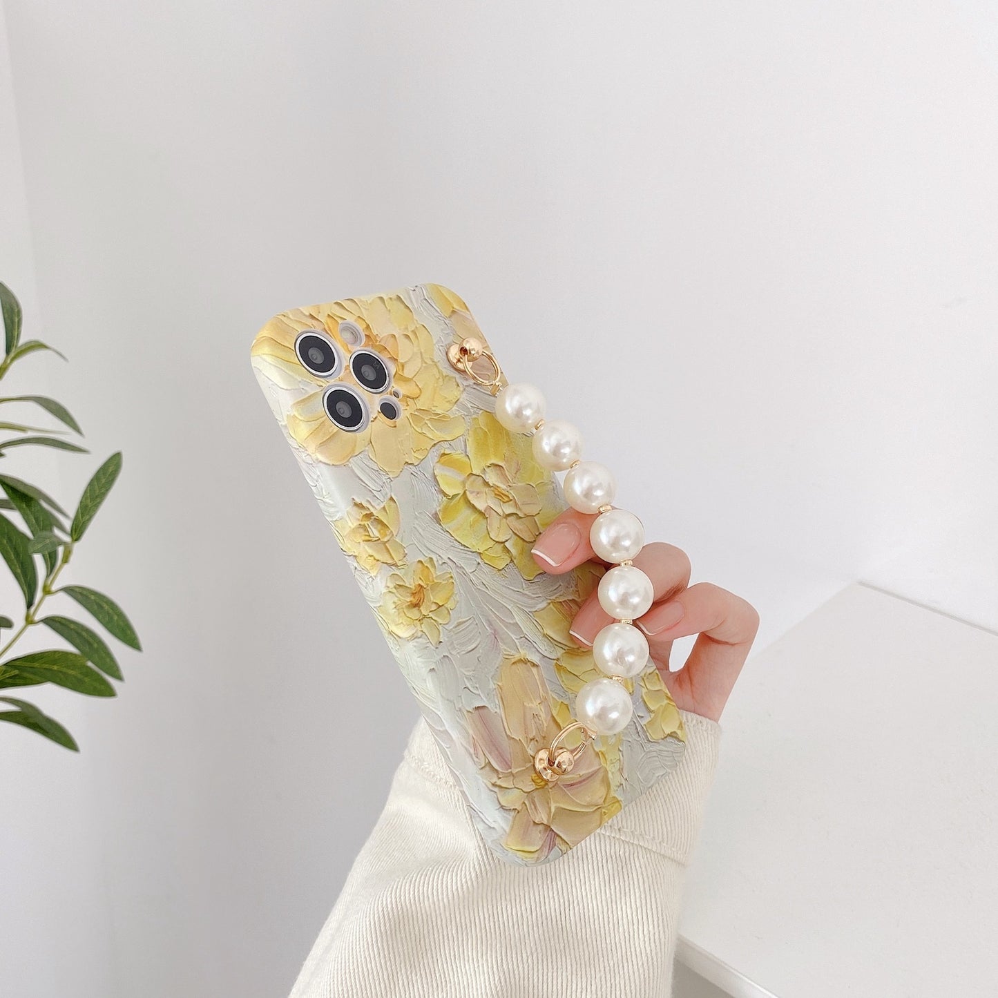 Art Flower Pearl Chain For Mobile Phone Case