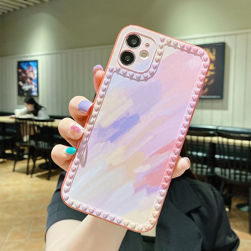 Compatible with Apple , Love Border Watercolor Ink Painting For Phone Case All Inclusive Soft Case