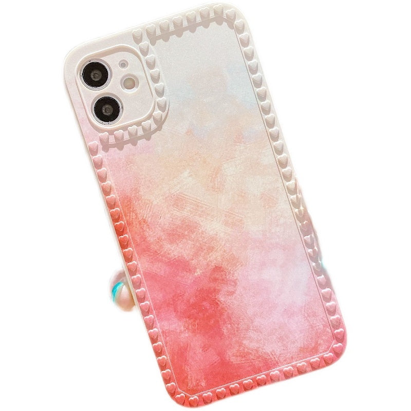 Compatible with Apple , Love Border Watercolor Ink Painting For Phone Case All Inclusive Soft Case