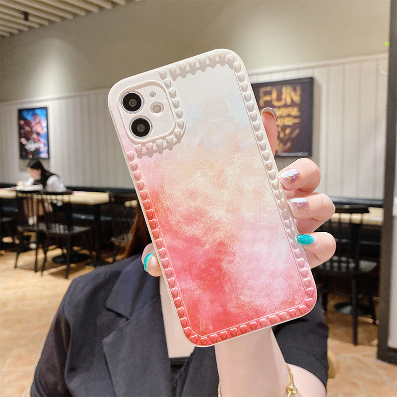 Compatible with Apple , Love Border Watercolor Ink Painting For Phone Case All Inclusive Soft Case