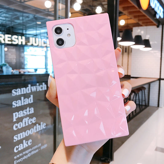 Phone Case For Fashion Diamond Square Design Candy Color Clear Soft TPU