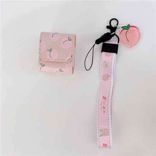 Compatible with Apple, Earphone Case Leather Case Fruit Orange Peach Soft Wireless Bluetooth Protective Shell