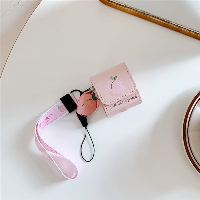 Compatible with Apple, Earphone Case Leather Case Fruit Orange Peach Soft Wireless Bluetooth Protective Shell