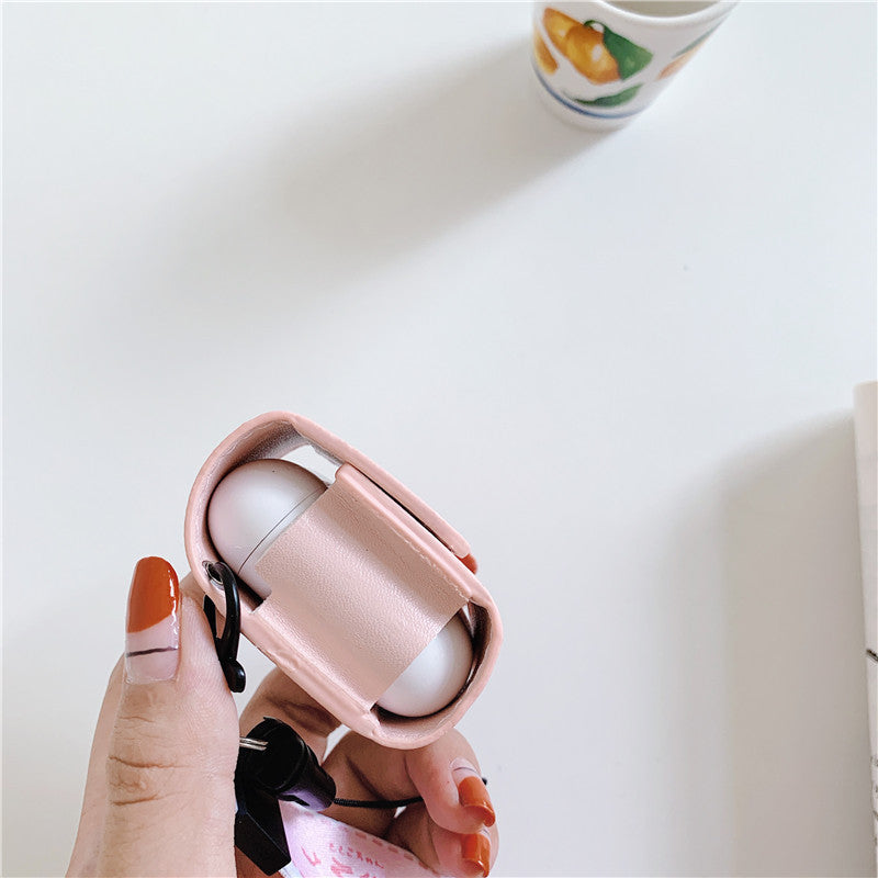 Compatible with Apple, Earphone Case Leather Case Fruit Orange Peach Soft Wireless Bluetooth Protective Shell