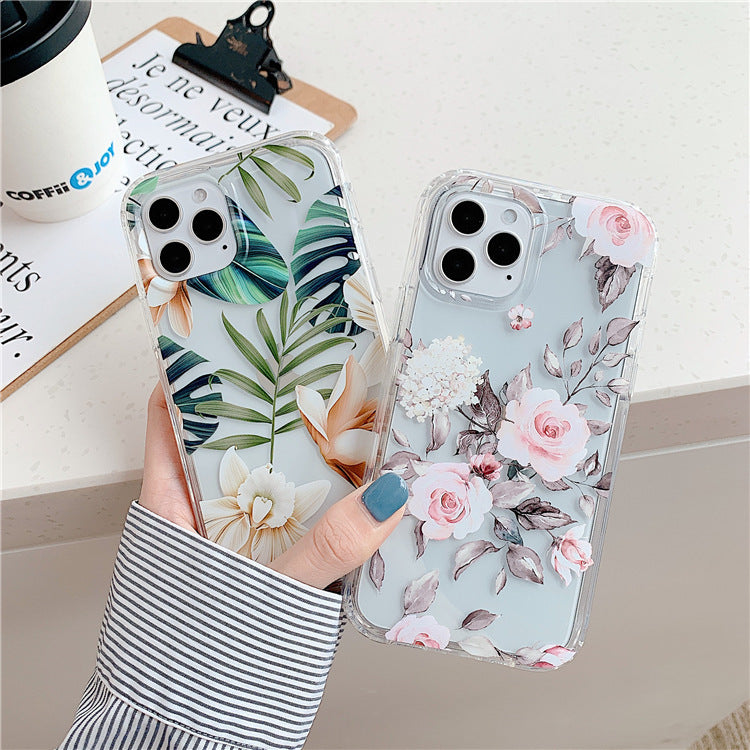 Green Leaf Flower Transparent Soft Phone Case