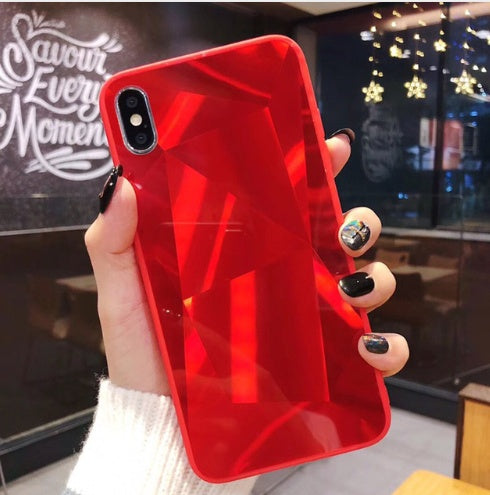 Compatible With Apple, Glitter Diamond Texture Case For X XS Max XR 7 Plus Mirror Acrylic Back Cover Cases For 6 S 7 8 Plus
