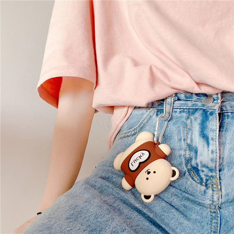 Compatible with Apple, Cute Lucky Bear Wireless Bluetooth Headset Protective Case
