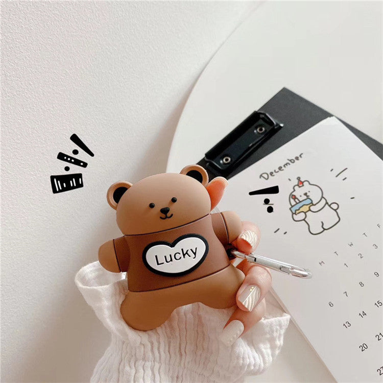 Compatible with Apple, Cute Lucky Bear Wireless Bluetooth Headset Protective Case