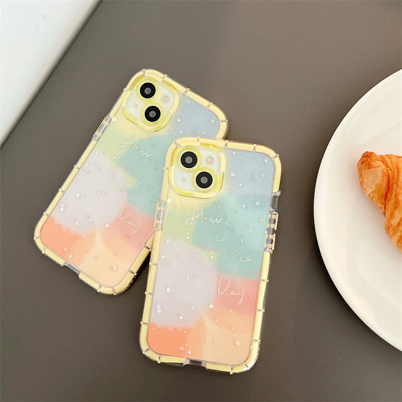 Minimalist Contrast Color Ip 14 Silicone Phone Case