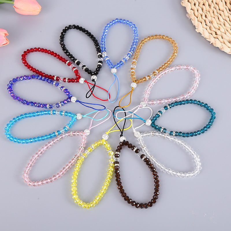 Mobile Phone Lanyard Crystal Short Bracelet Pendant