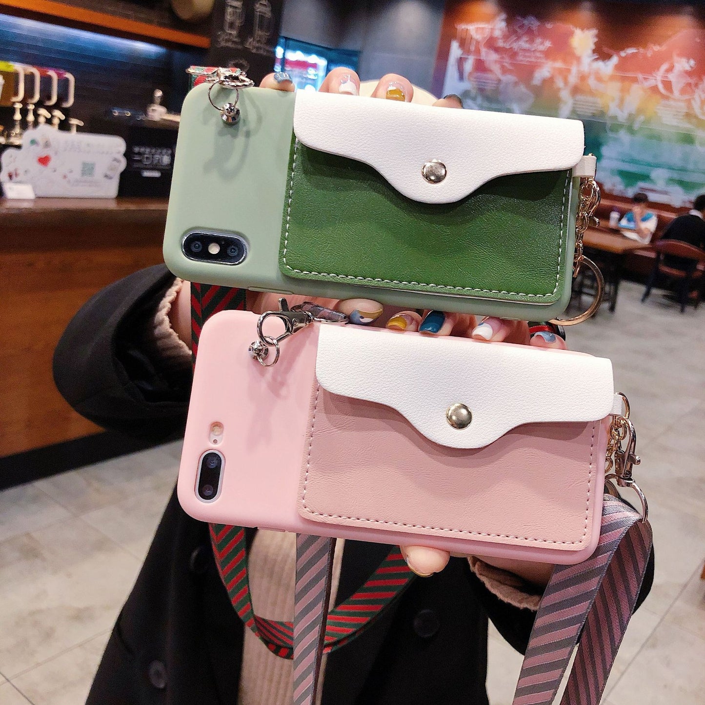 Diagonal lanyard wallet phone case