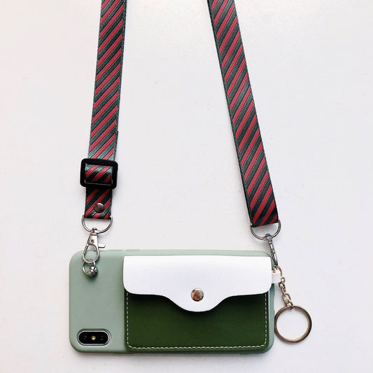 Diagonal lanyard wallet phone case