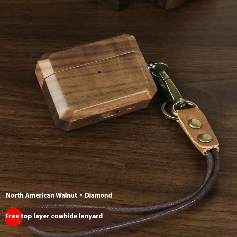 Headphone Case Solid Wood Make Lanyard
