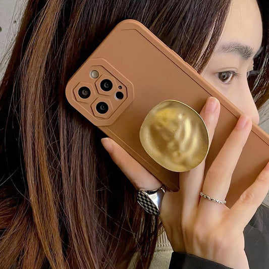 Pure Mobile Phone Case With Bracket Color All-inclusive Straight Edge Anti-fall