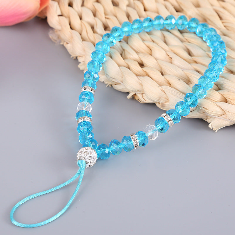 Mobile Phone Lanyard Crystal Short Bracelet Pendant