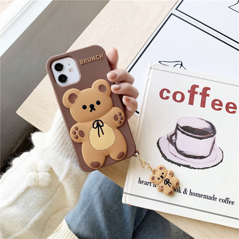 Compatible with Apple , Bowknot Bear Pendant 12 Mobile Phone Case 11Proxsmax Soft Shell Silicone Anti-drop