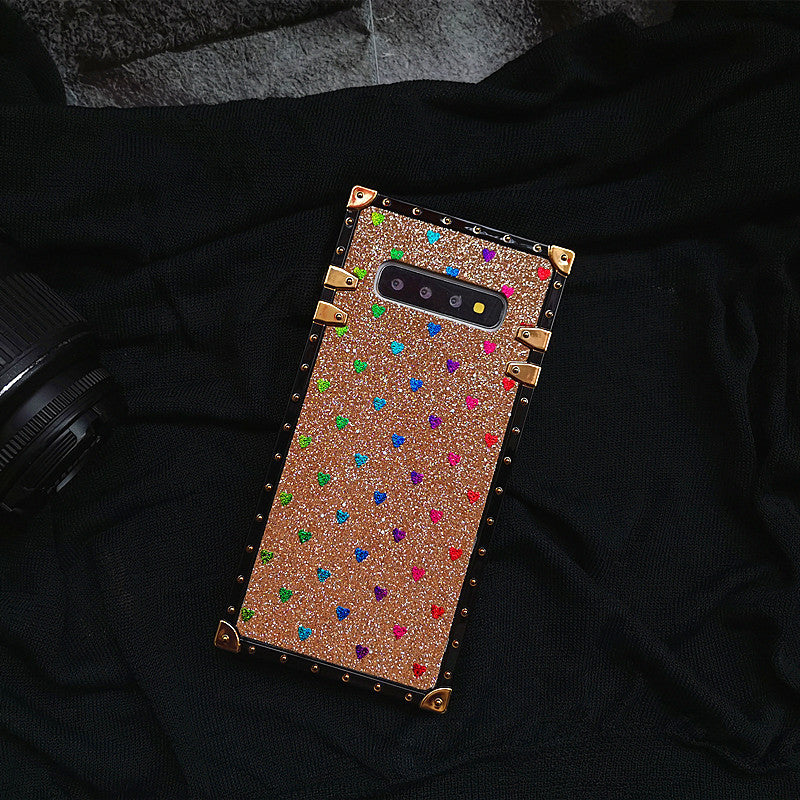 Love Glitter Square Silicone Holder Phone Case