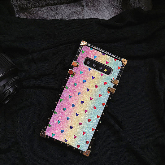 Love Glitter Square Silicone Holder Phone Case