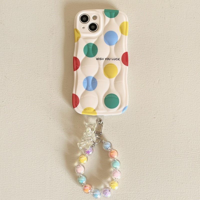 Color Polka Dot Chain Lanyard Phone Case