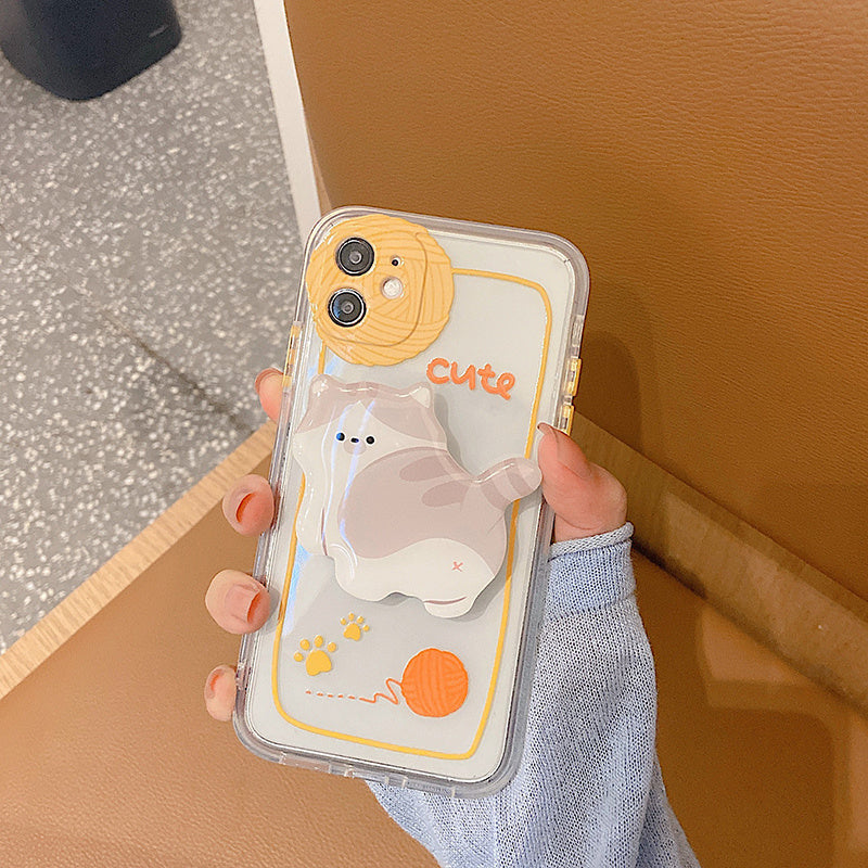 Small Cat Bracket Transparent Silicone Phone Case