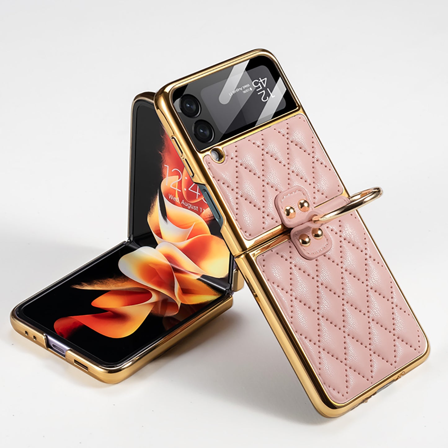 Shell Film Electroplating Plain Leather Case