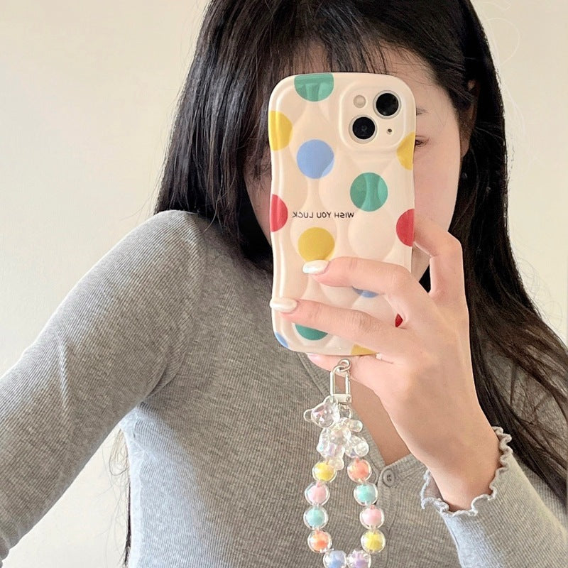 Color Polka Dot Chain Lanyard Phone Case