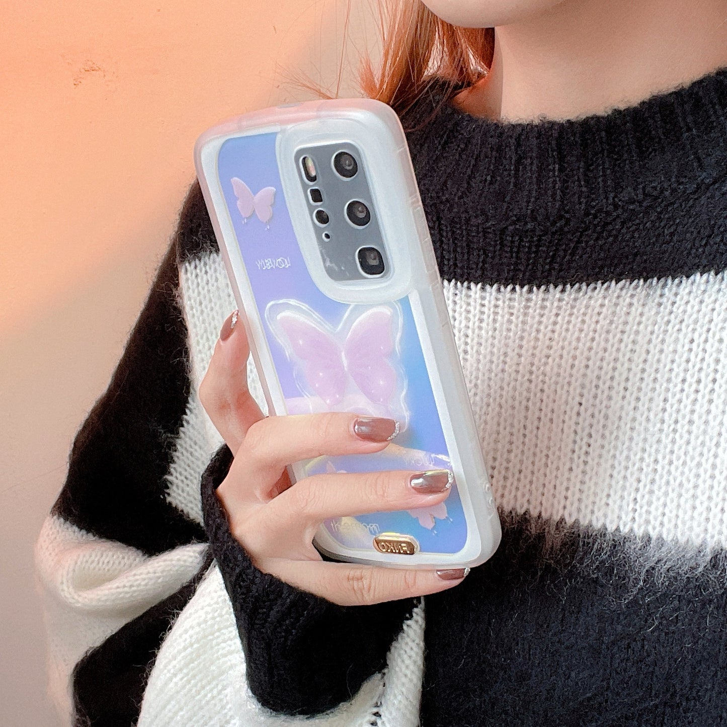 Laser Purple Butterfly Silicone Phone Case Protector