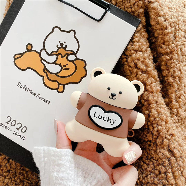 Compatible with Apple, Cute Lucky Bear Wireless Bluetooth Headset Protective Case