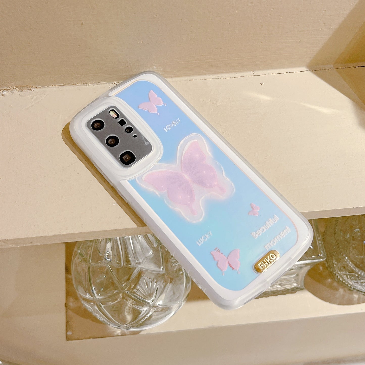 Laser Purple Butterfly Silicone Phone Case Protector