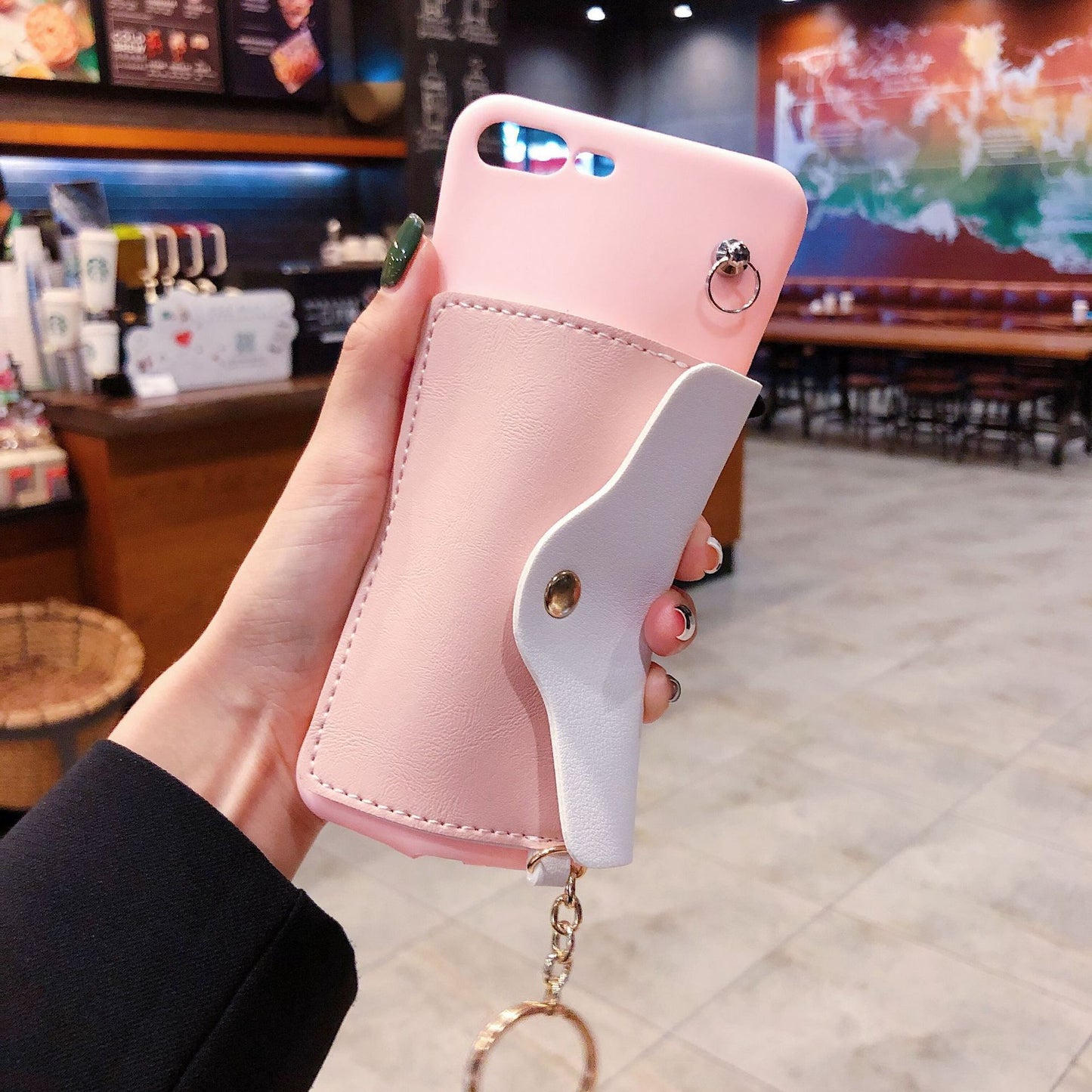 Diagonal lanyard wallet phone case