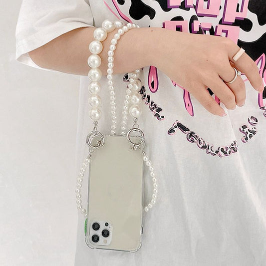 Large Pearl Portable Double Chain Phone Case
