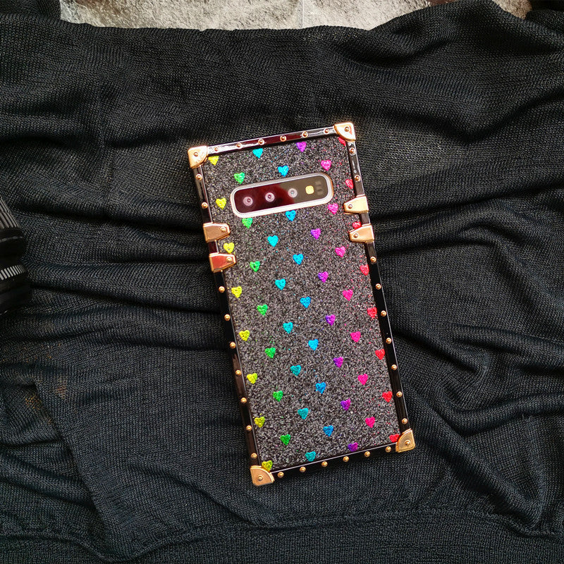Love Glitter Square Silicone Holder Phone Case